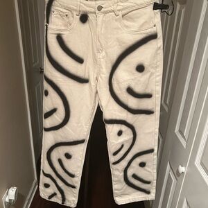 Cider Cream and Black Relaxed Jeans